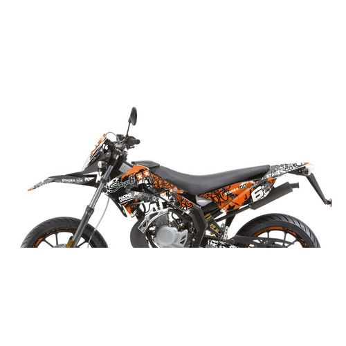 Dekor Kit Verkleidung Stage6 Derbi X-Treme / X-Race orange - weiß